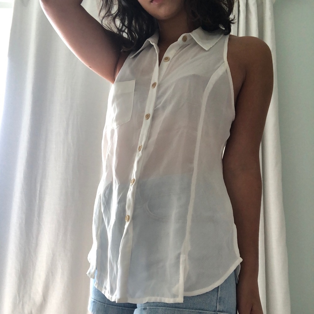 Free People White See-Through Blouse
